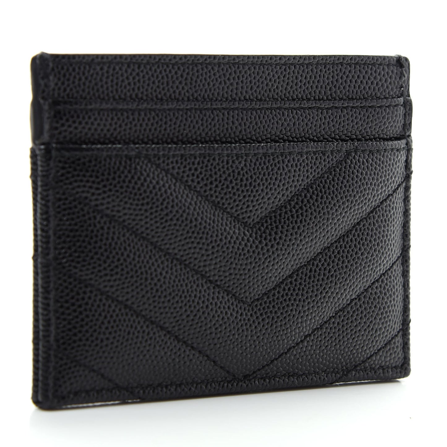 Grain De Poudre Matelasse Chevron Monogram Credit Card Case Black