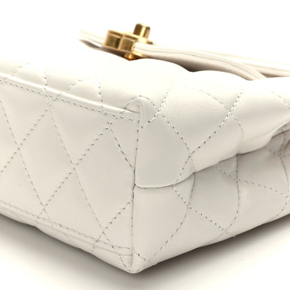 Chanel Shiny Aged Calfskin Quilted Nano Kelly Shopper White 9 of 10