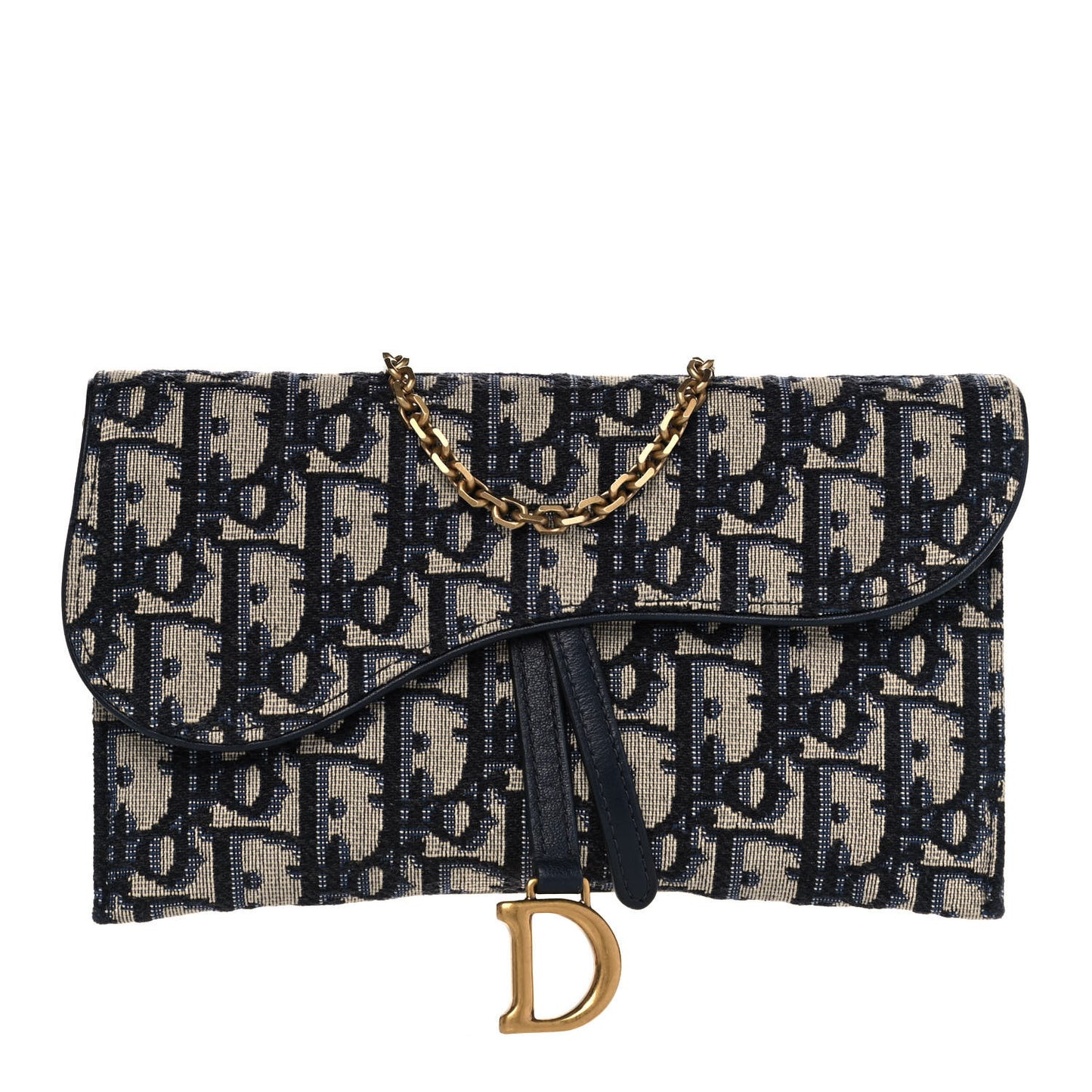 Oblique Saddle Chain Long Wallet Blue