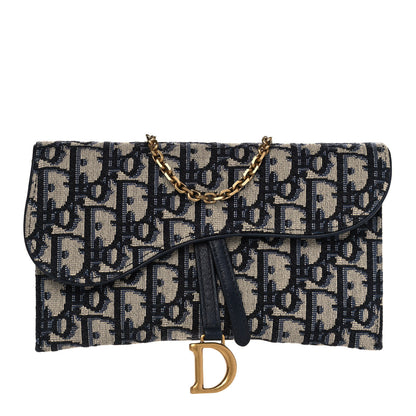 Christian Dior Oblique Saddle Chain Long Wallet Blue 3 of 13