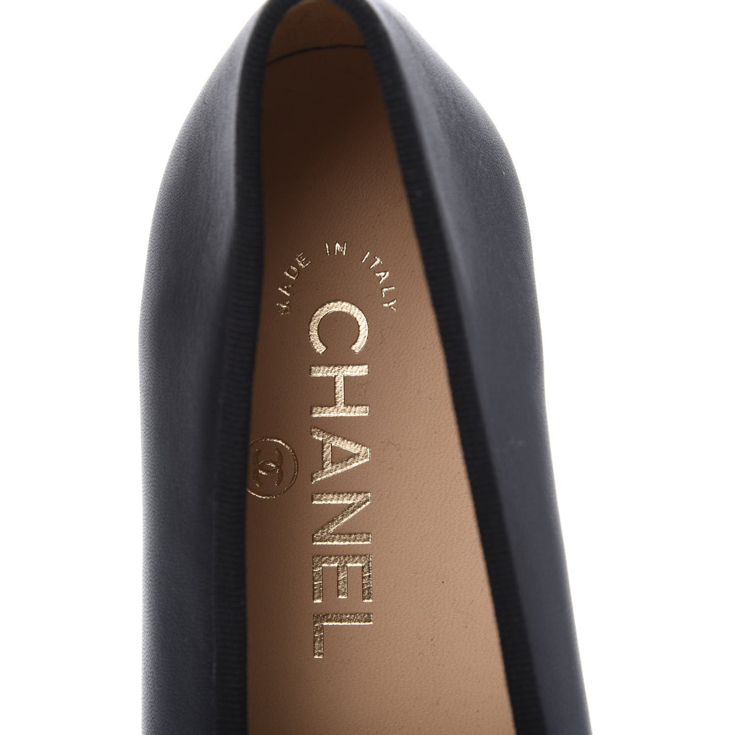 Lambskin Patent Cap Toe Ballerina Flats 38 Black