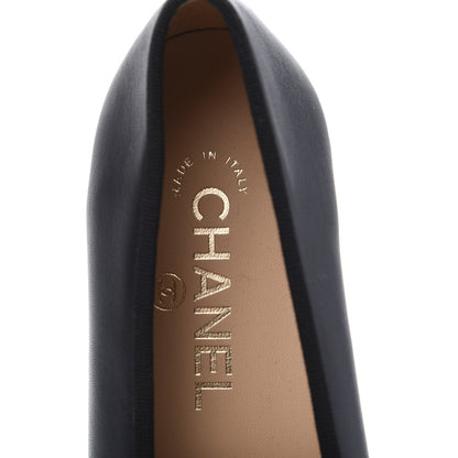 Chanel Lambskin Patent Cap Toe Ballerina Flats 38 Black 7 of 9