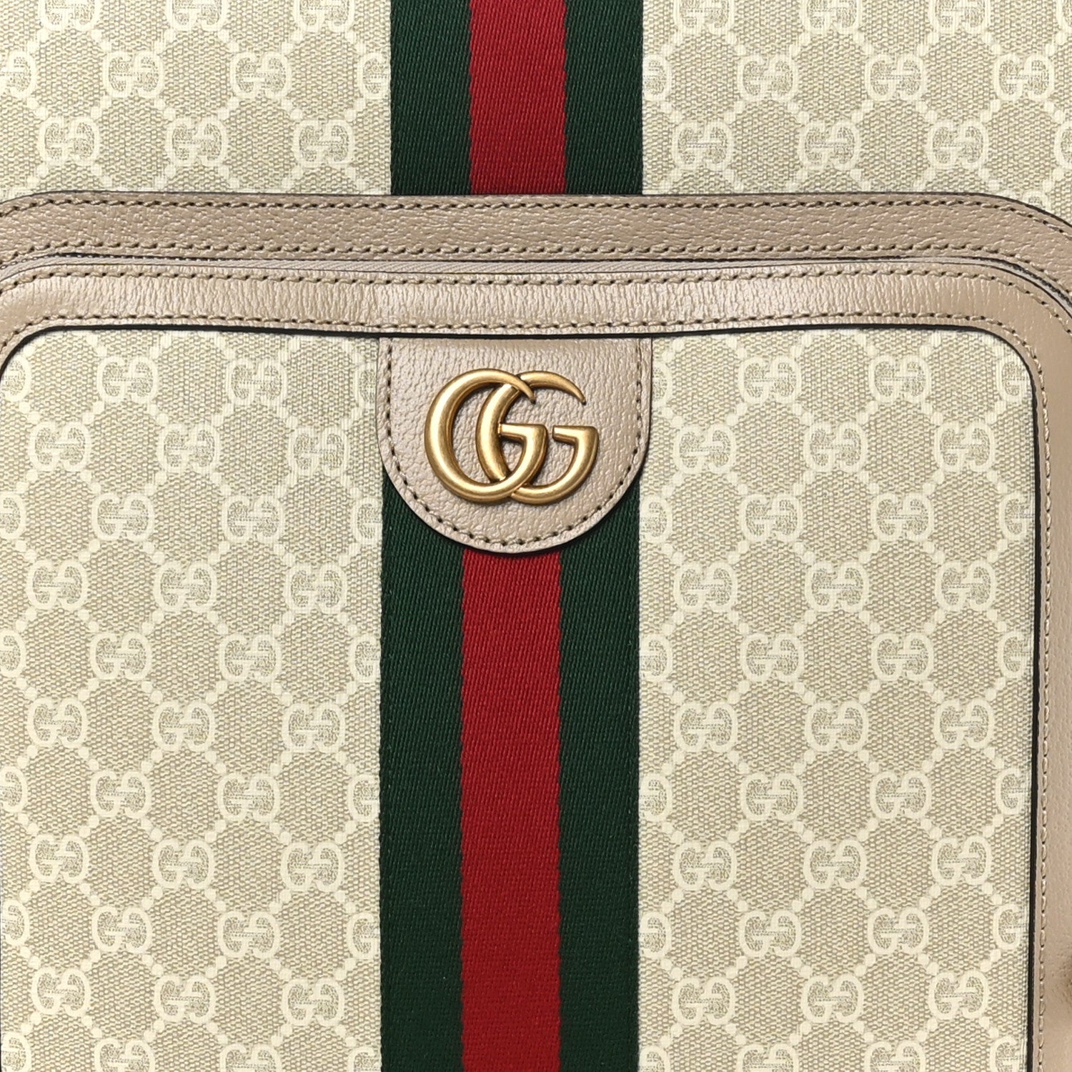 Gucci GG Supreme Monogram Textured Dollar Calfskin Web Small Savoy Cabin Trolley Beige Mystic White Oatmeal 7 of 9