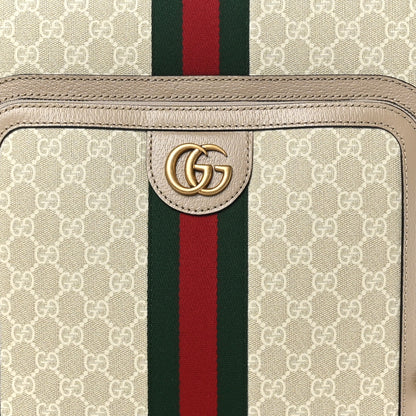 Gucci GG Supreme Monogram Textured Dollar Calfskin Web Small Savoy Cabin Trolley Beige Mystic White Oatmeal 7 of 9