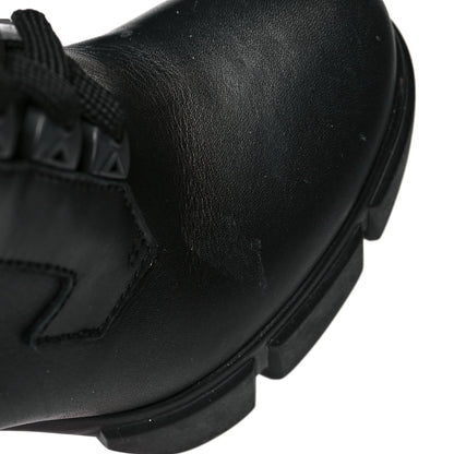 Prada Vitello Montana Neoprene Lace Up Chelsea 110mm Ankle Boots 39 Black Arancio 10 of 11