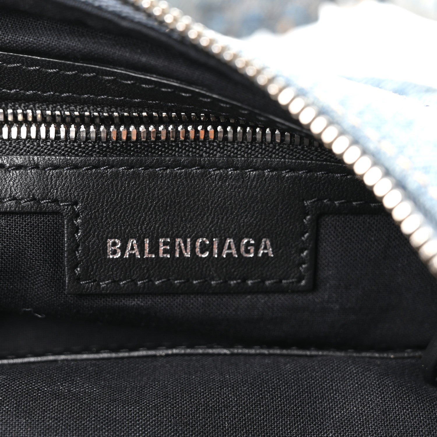 Balenciaga Washed Frayed Denim Crystal Small Le Cagole Shoulder Bag Blue 7 of 11
