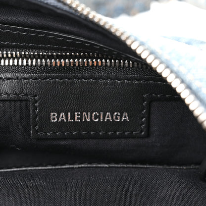 Balenciaga Washed Frayed Denim Crystal Small Le Cagole Shoulder Bag Blue 7 of 11