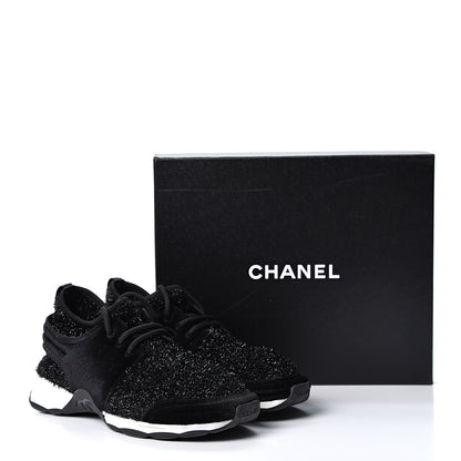 Chanel Stretch Fabric Velvet CC Sneakers 40.5 Black 10 of 10