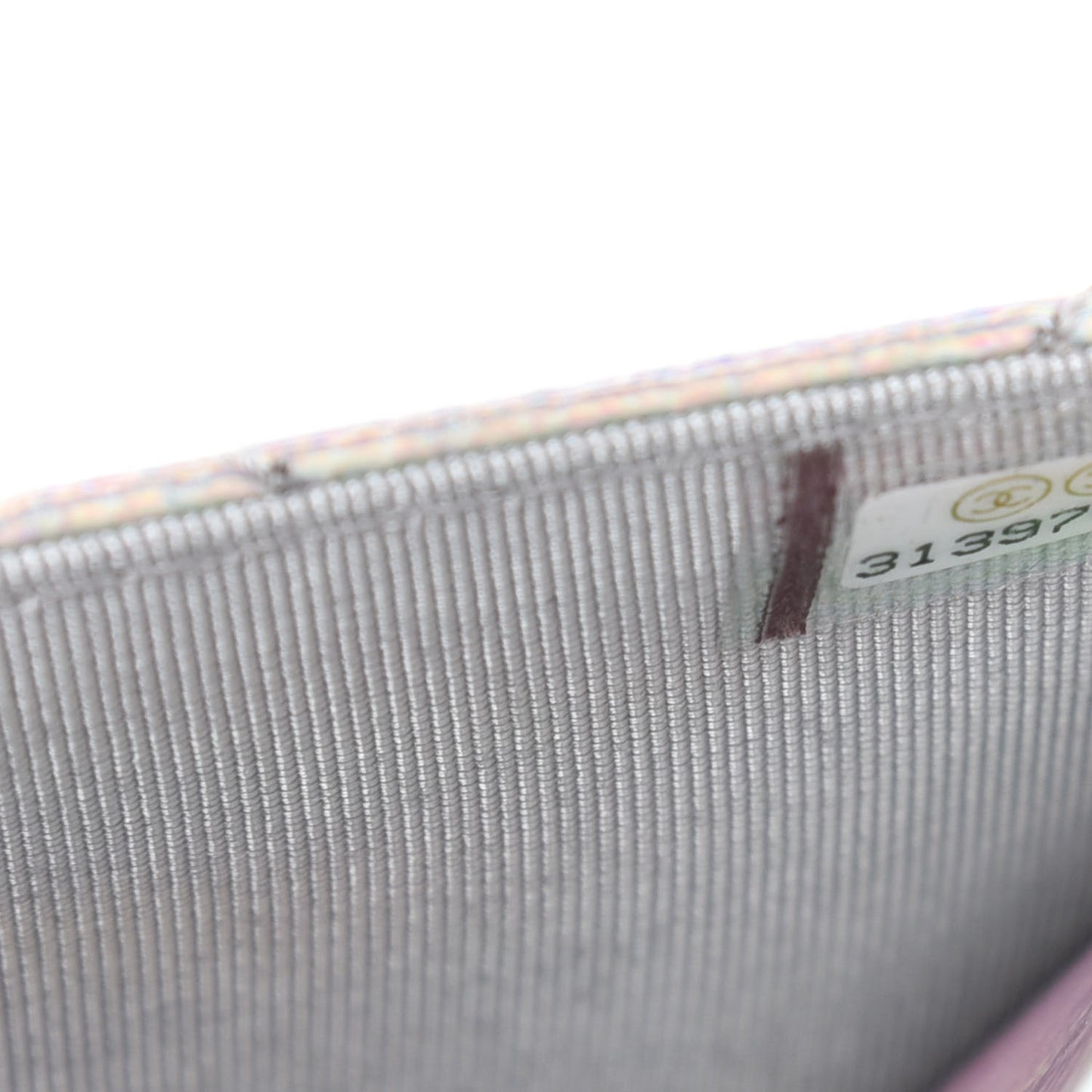 Iridescent Goatskin Quilted Wallet On Chain WOC Silver