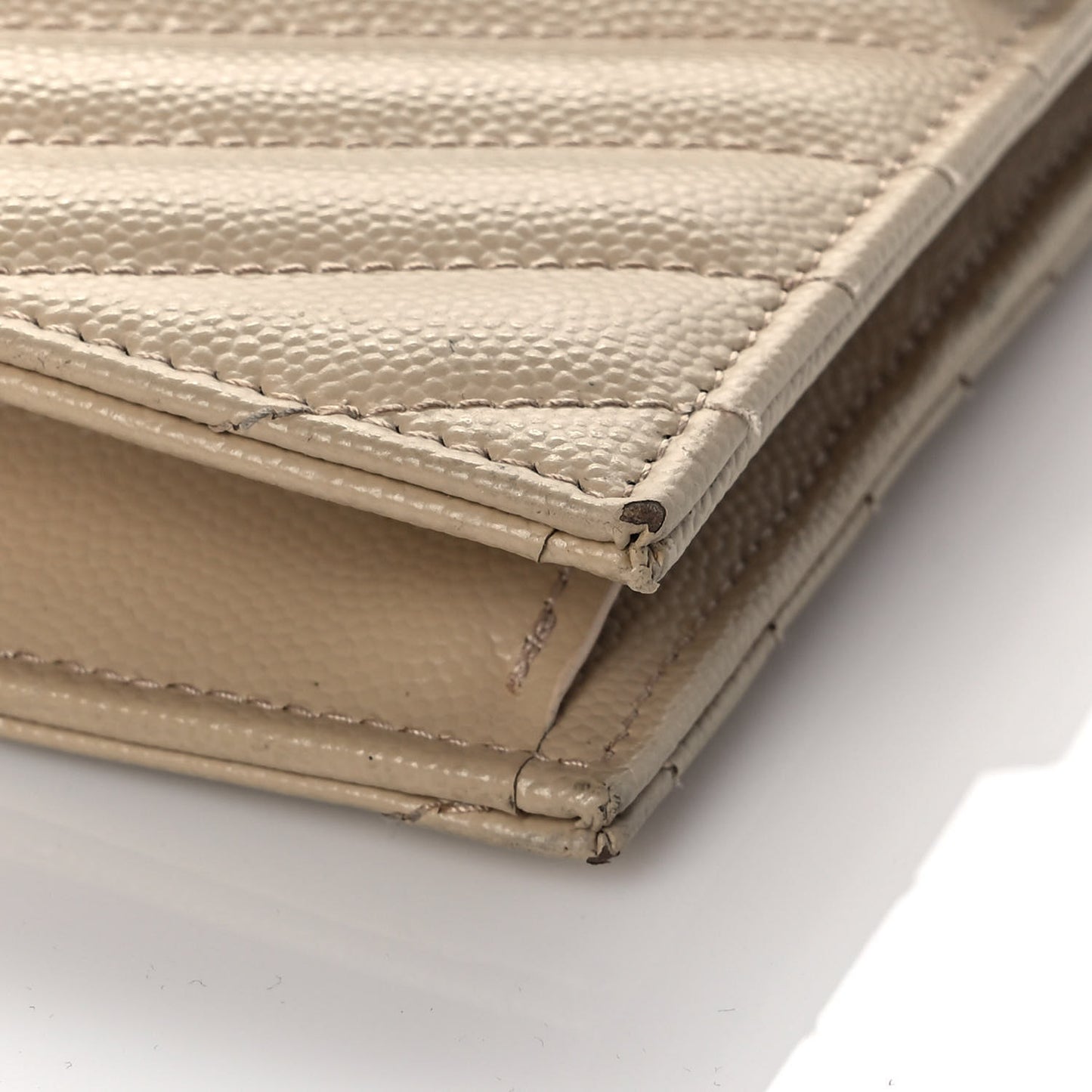 Grain De Poudre Matelasse Chevron Monogram Envelope Chain Wallet Dark Beige