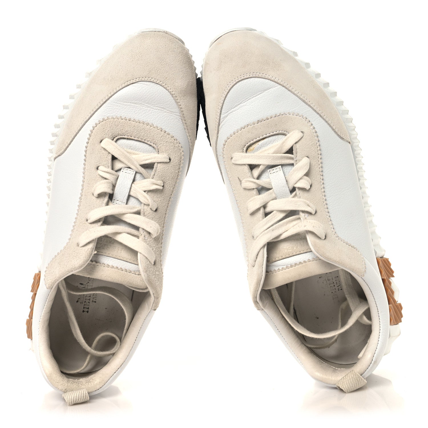 Hermes Calfskin Suede Goatskin Bouncing Sneakers 39 White 2 of 12