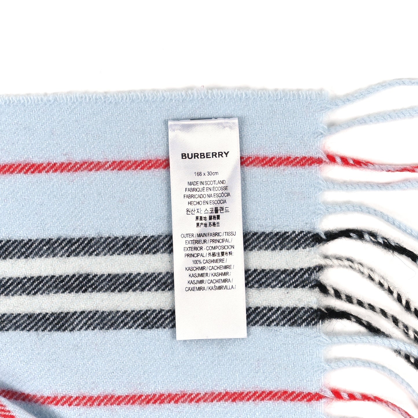Cashmere Small Icon Stripe Scarf Pale Blue
