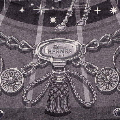Hermes Silk C'Est La Fete Scarf 70 Gris Anthracite Gris Fonce 3 of 6