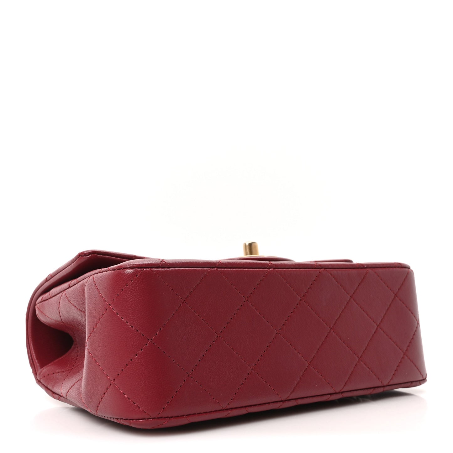 Lambskin Quilted Mini Top Handle Rectangular Flap Burgundy