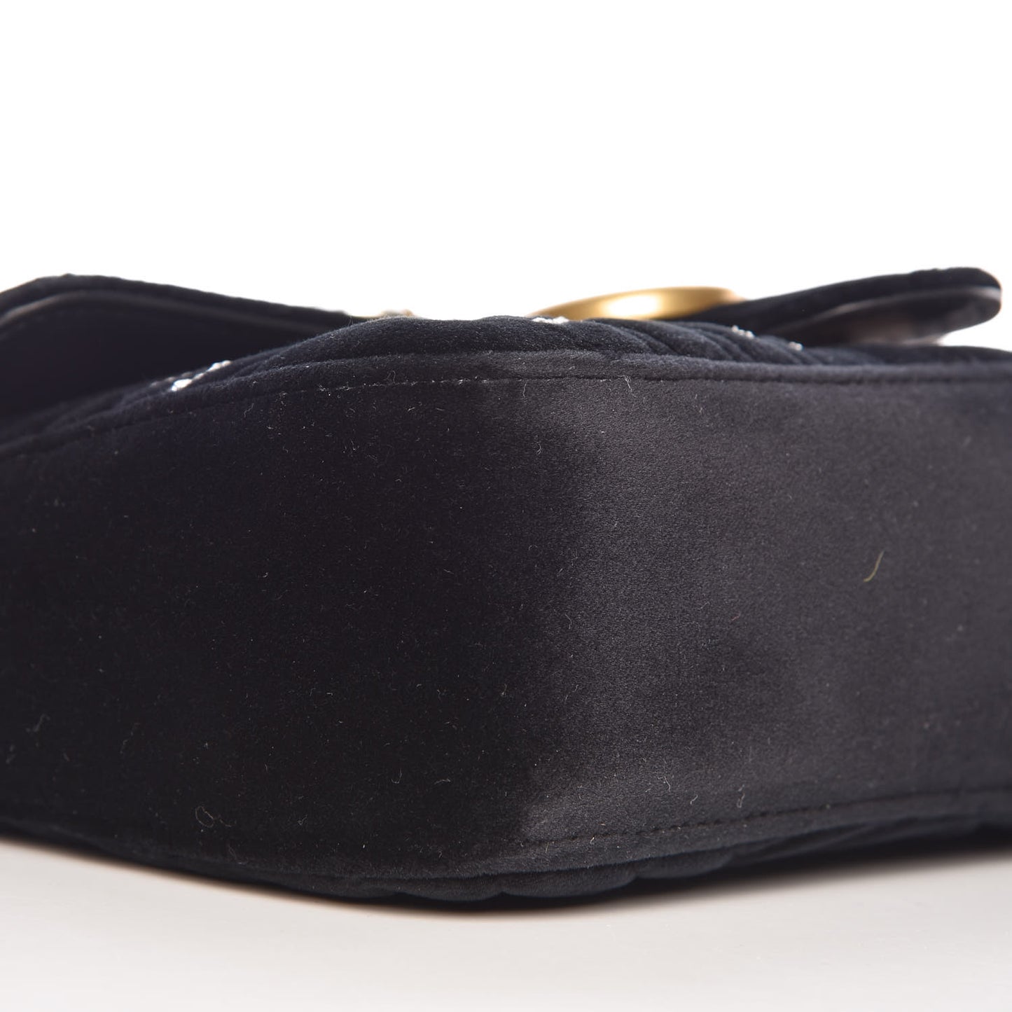 Velvet Matelasse Marquise Crystals Embroidered Small GG Marmont Shoulder Bag Black