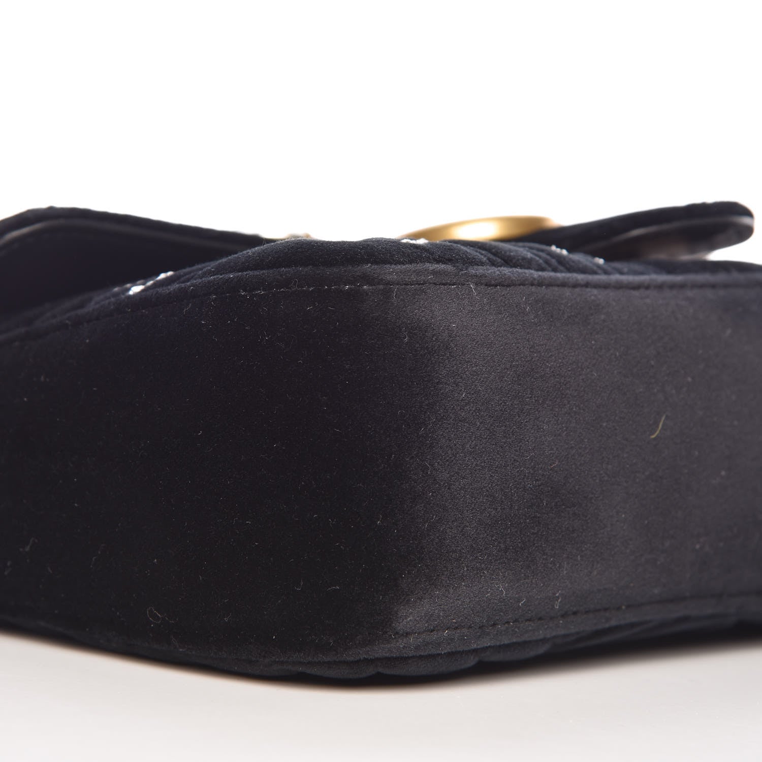 Gucci Velvet Matelasse Marquise Crystals Embroidered Small GG Marmont Shoulder Bag Black 5 of 10