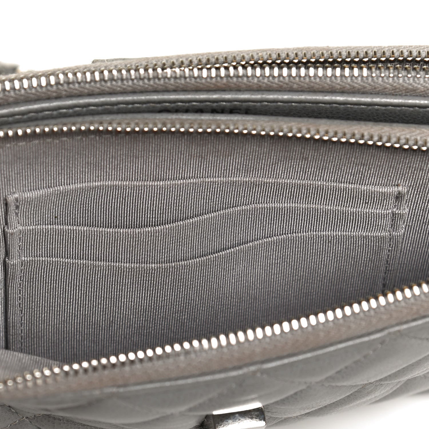 Chanel Grained Calfskin Quilted CC Box Clutch With Chain Grey 12 of 12