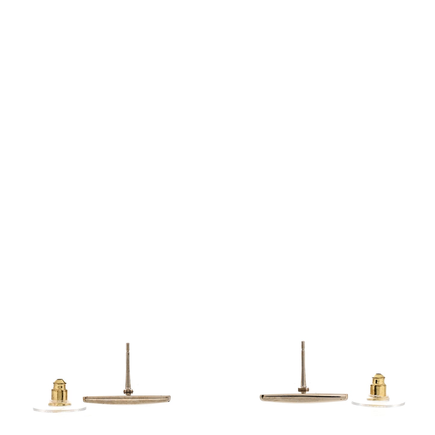 Metal Enamel CC Square Earrings Gold Black White