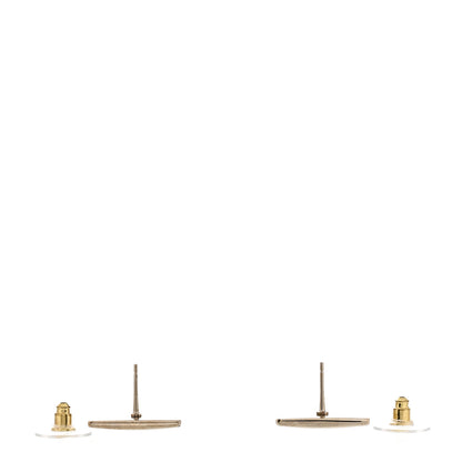 Chanel Metal Enamel CC Square Earrings Gold Black White 3 of 5