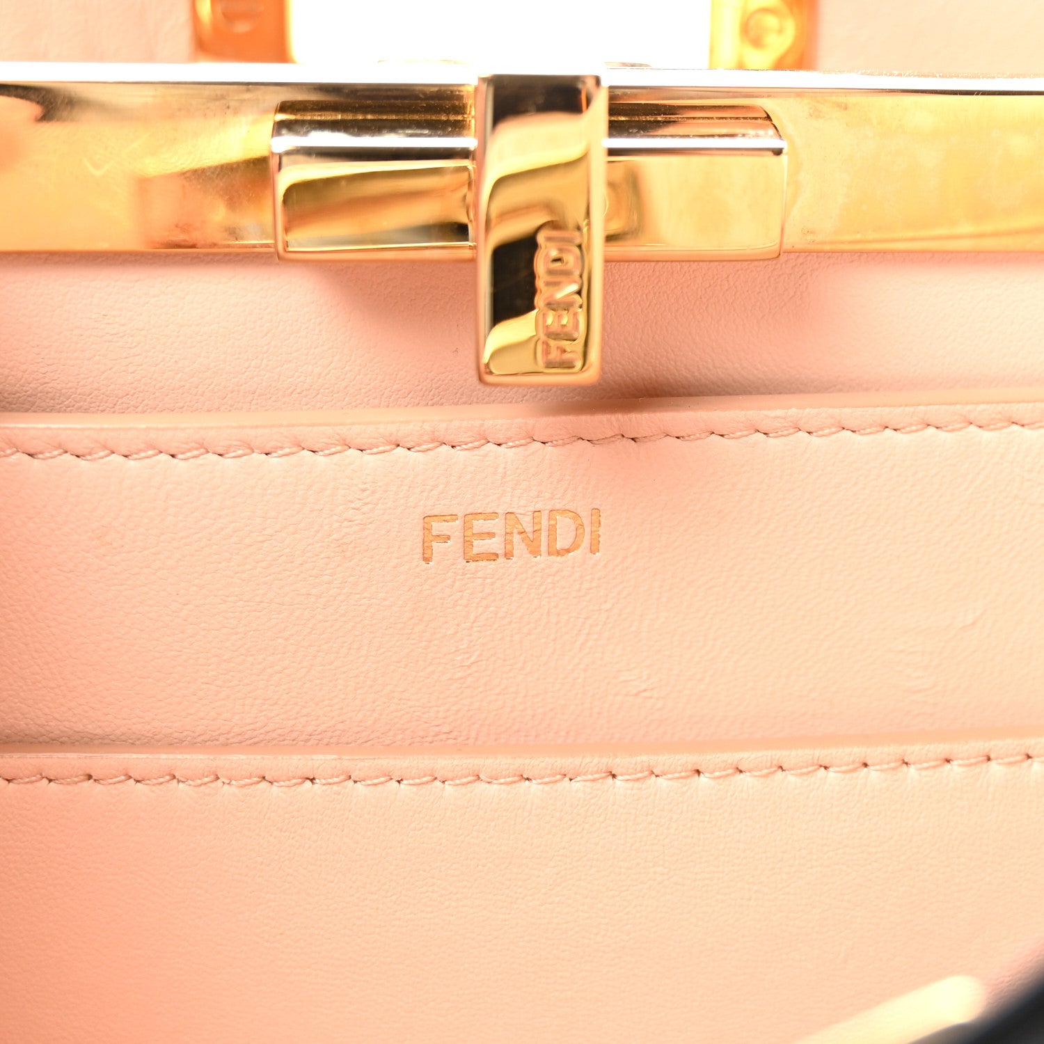 Fendi Vitello Seta Shiny Nappa Medium Peekaboo I SEE U Satchel Black Light Rose 6 of 9
