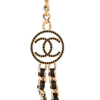 Chanel Glazed Calfskin Crystal CC Camellia Long Necklace Gold 4 of 6