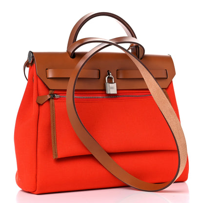 Hermes Vache Hunter Toile Herbag Zip 31 PM Orange 4 of 11