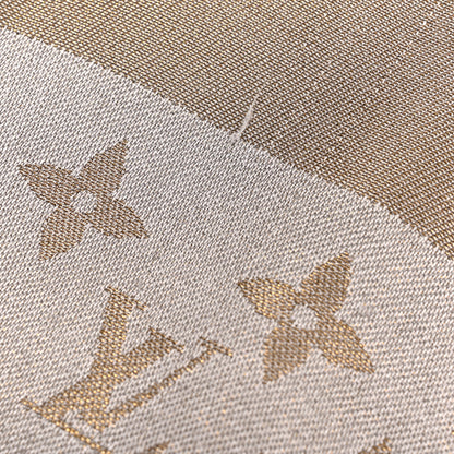 Louis Vuitton Silk Wool Monogram Shine Shawl Greige 3 of 5