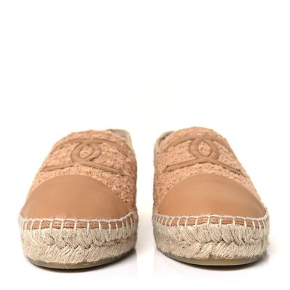 Chanel Tweed Lambskin CC Espadrilles 40 Dark Beige Light Brown 2 of 10