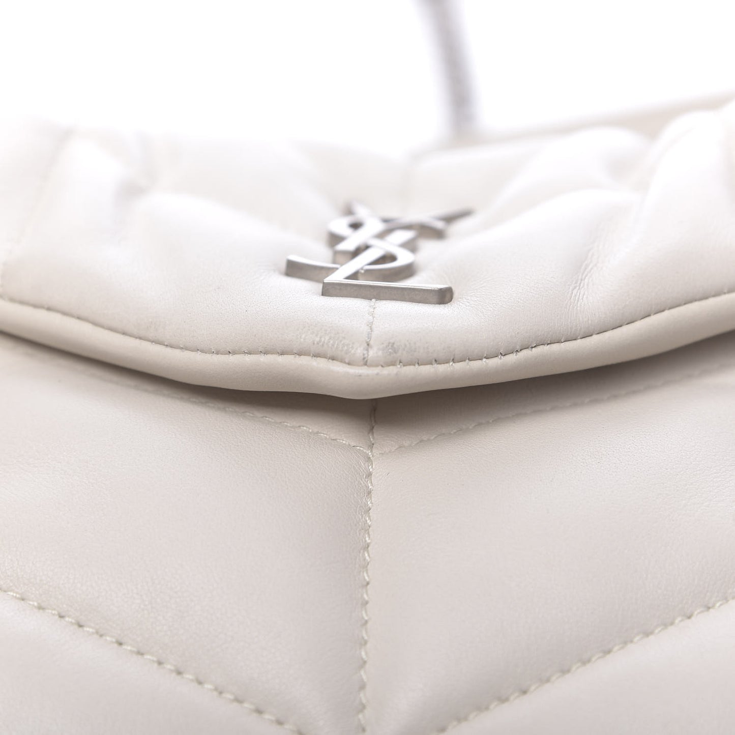 Lambskin Quilted Toy Loulou Puffer Monogram Chain Satchel Crema Soft