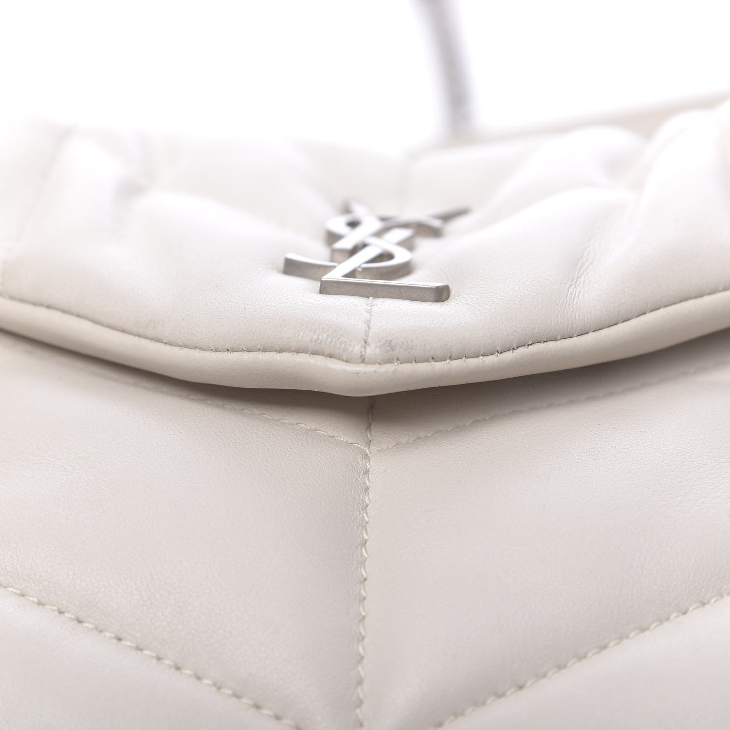 Saint Laurent Lambskin Quilted Toy Loulou Puffer Monogram Chain Satchel Crema Soft 13 of 13