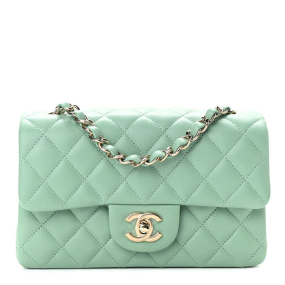 Chanel Lambskin Quilted Mini Rectangular Flap Light Green 1 of 9