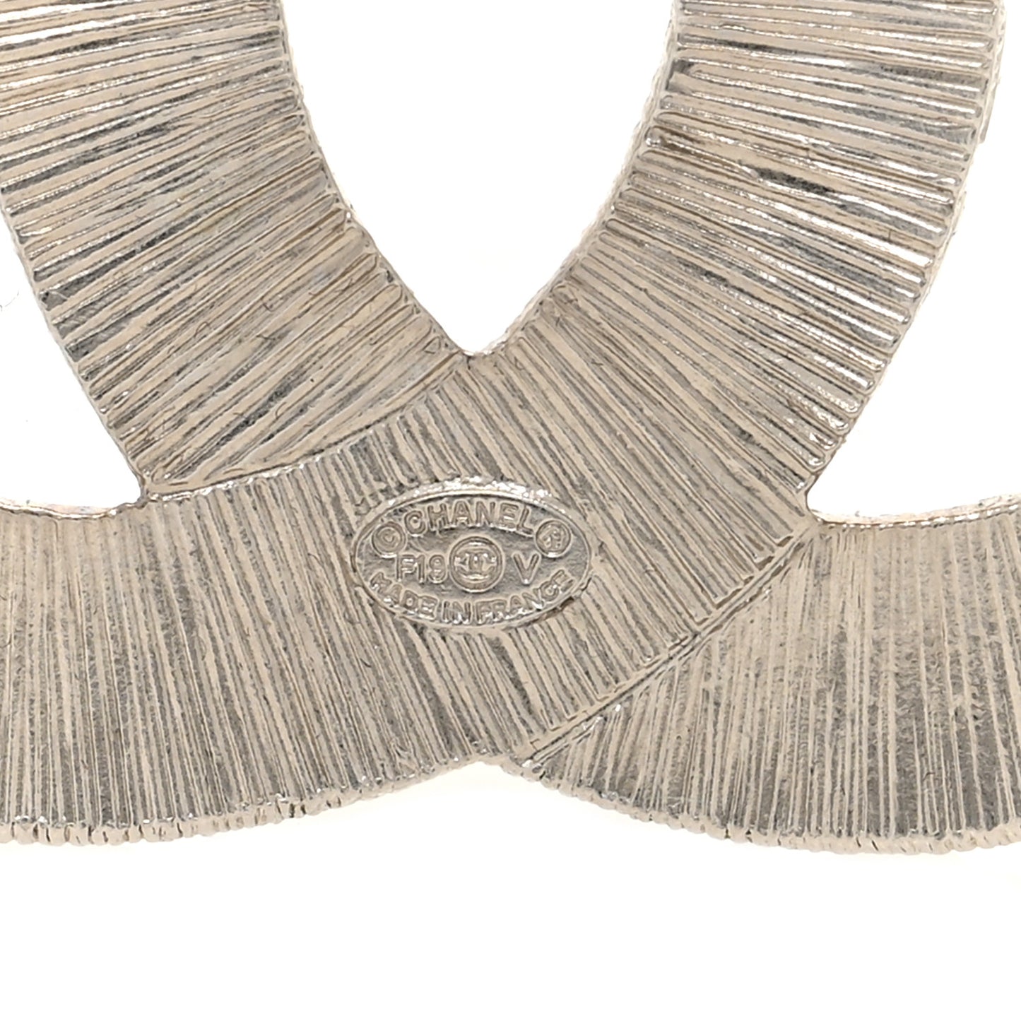 Baguette Crystal CC Brooch Silver