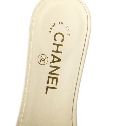 Chanel Lambskin Pearl CC Flat Sandals 37.5 Ivory 8 of 10