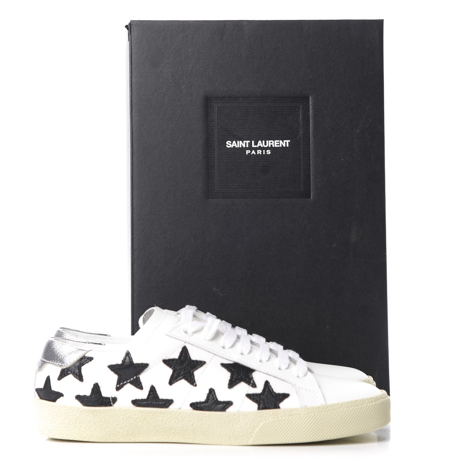 Saint Laurent Calfskin Star Court Sneakers 36 White Black 11 of 11