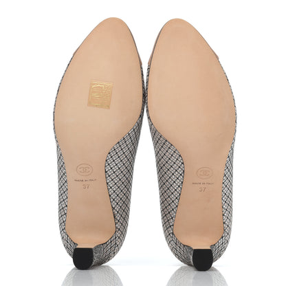 Chanel Lame Lace Cap Toe Pumps 37 Beige 5 of 12