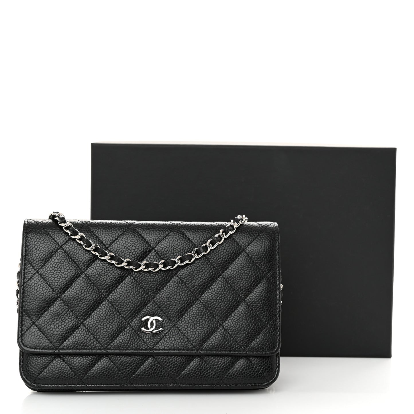 Caviar Quilted Wallet On Chain WOC Black