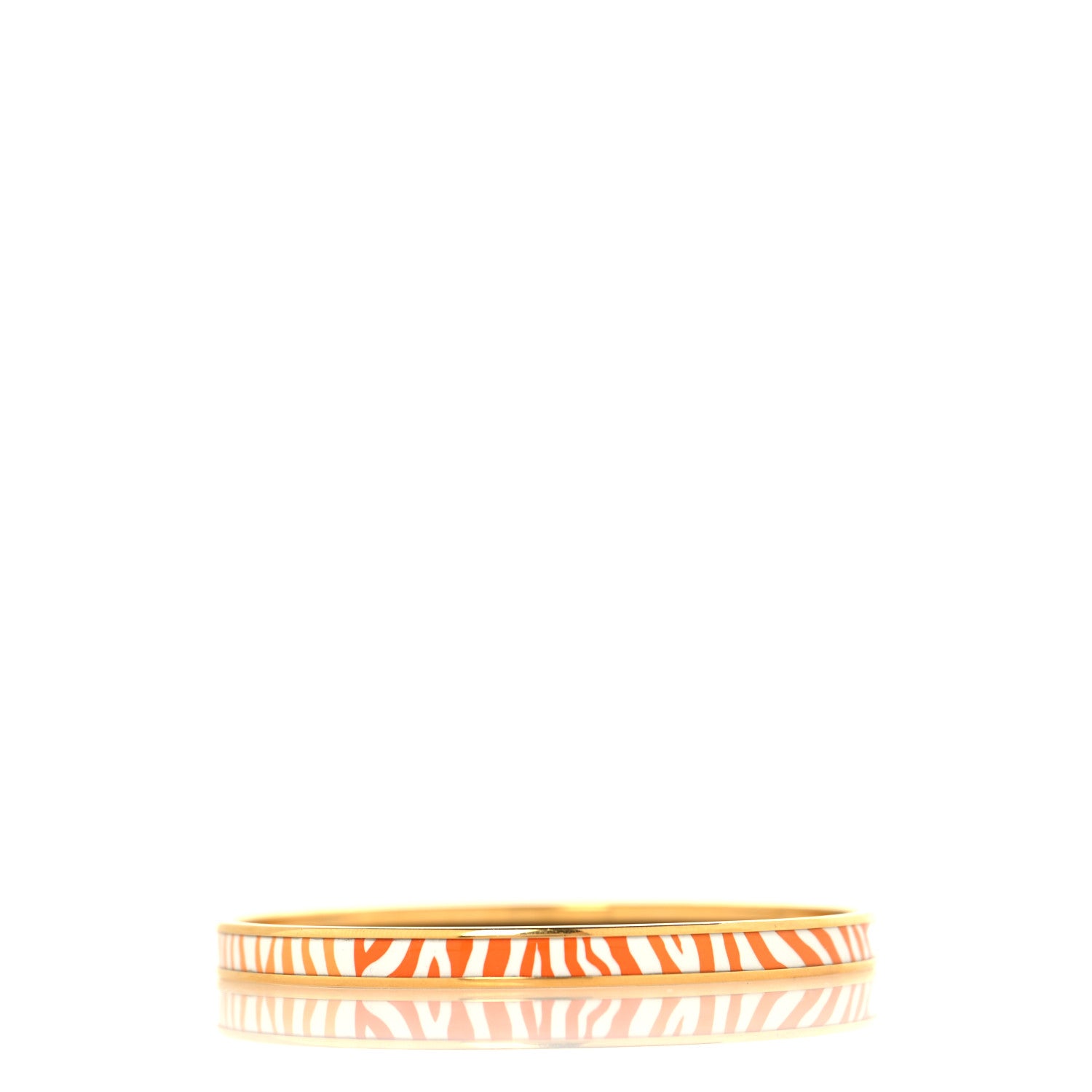Hermes Enamel Printed Extra Narrow Zebres De Tanzanie Bracelet 65 Orange White 3 of 5