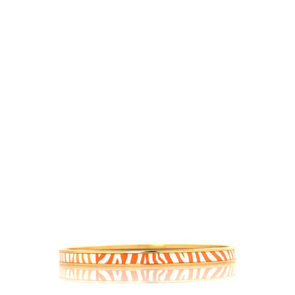 Hermes Enamel Printed Extra Narrow Zebres De Tanzanie Bracelet 65 Orange White 3 of 5