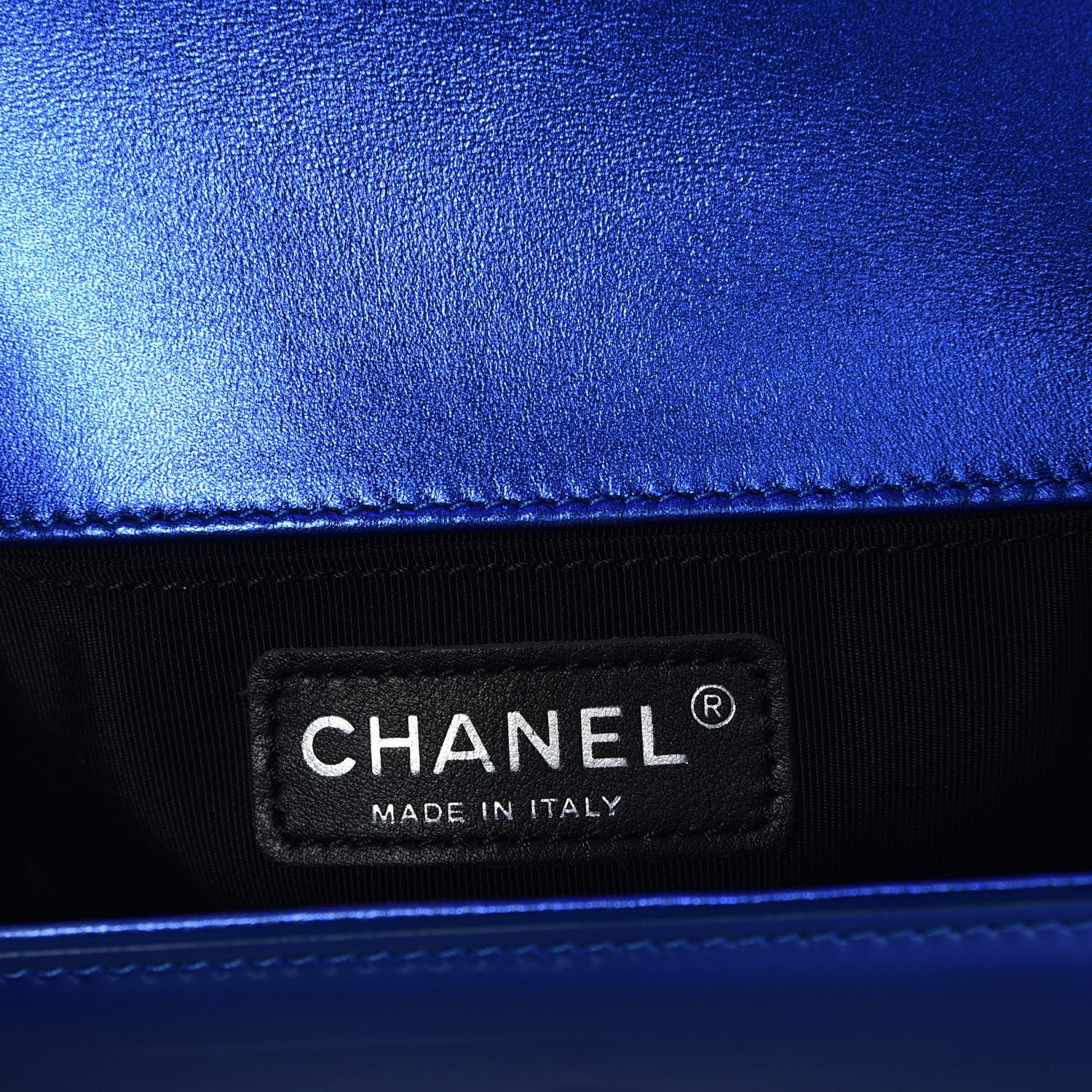 Chanel Metallic Patent Calfskin Quilted Small Boy Flap Blue 6 of 8