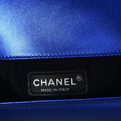 Chanel Metallic Patent Calfskin Quilted Small Boy Flap Blue 6 of 8