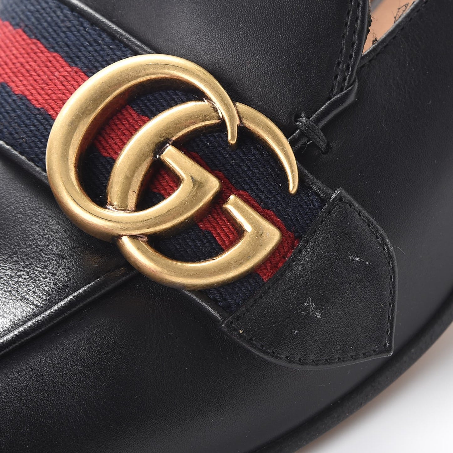 Calfskin Web Pearl Embellished Peyton Loafers 38.5 Black