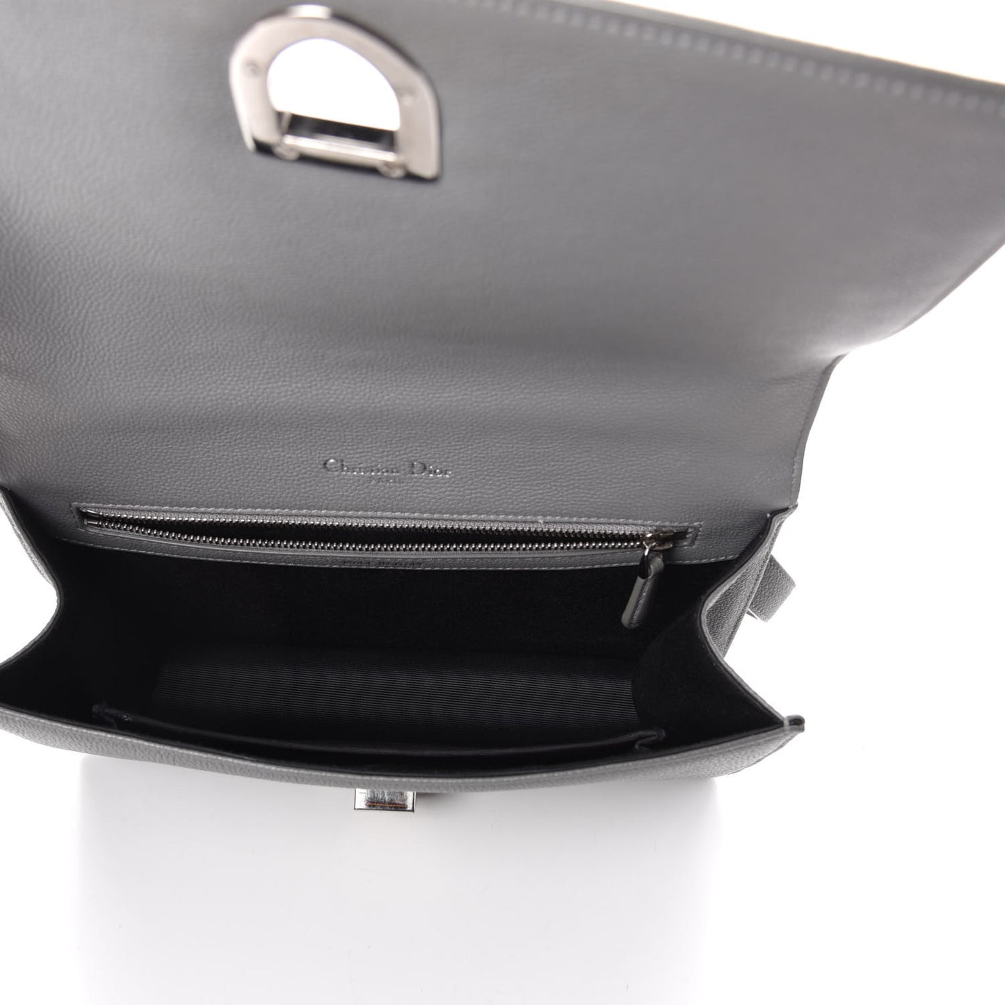 Grained Calfskin Medium Diorama Flap Bag Gris