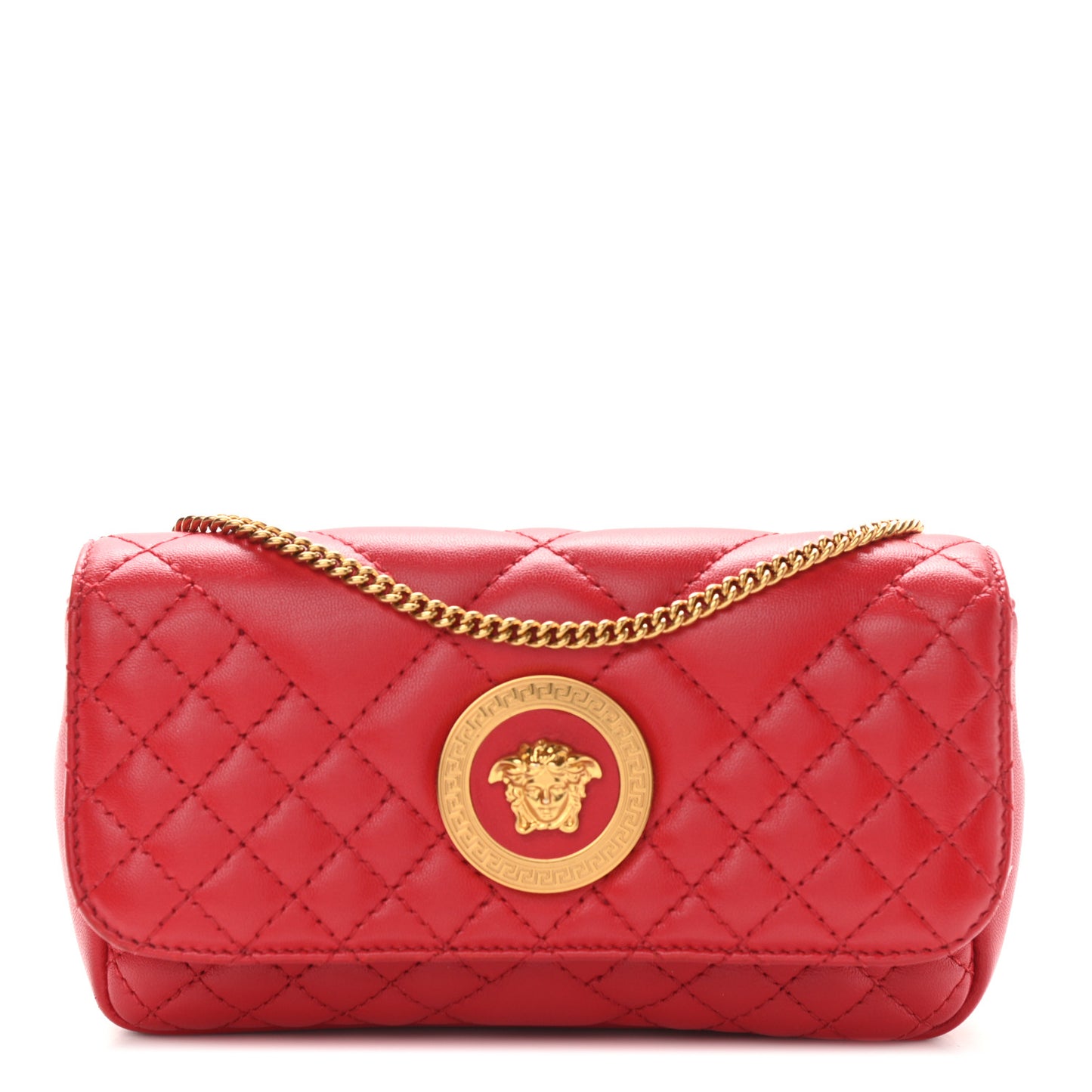 Nappa Quilted Trapuntata Tribute Wallet Chain Crossbody Rosso