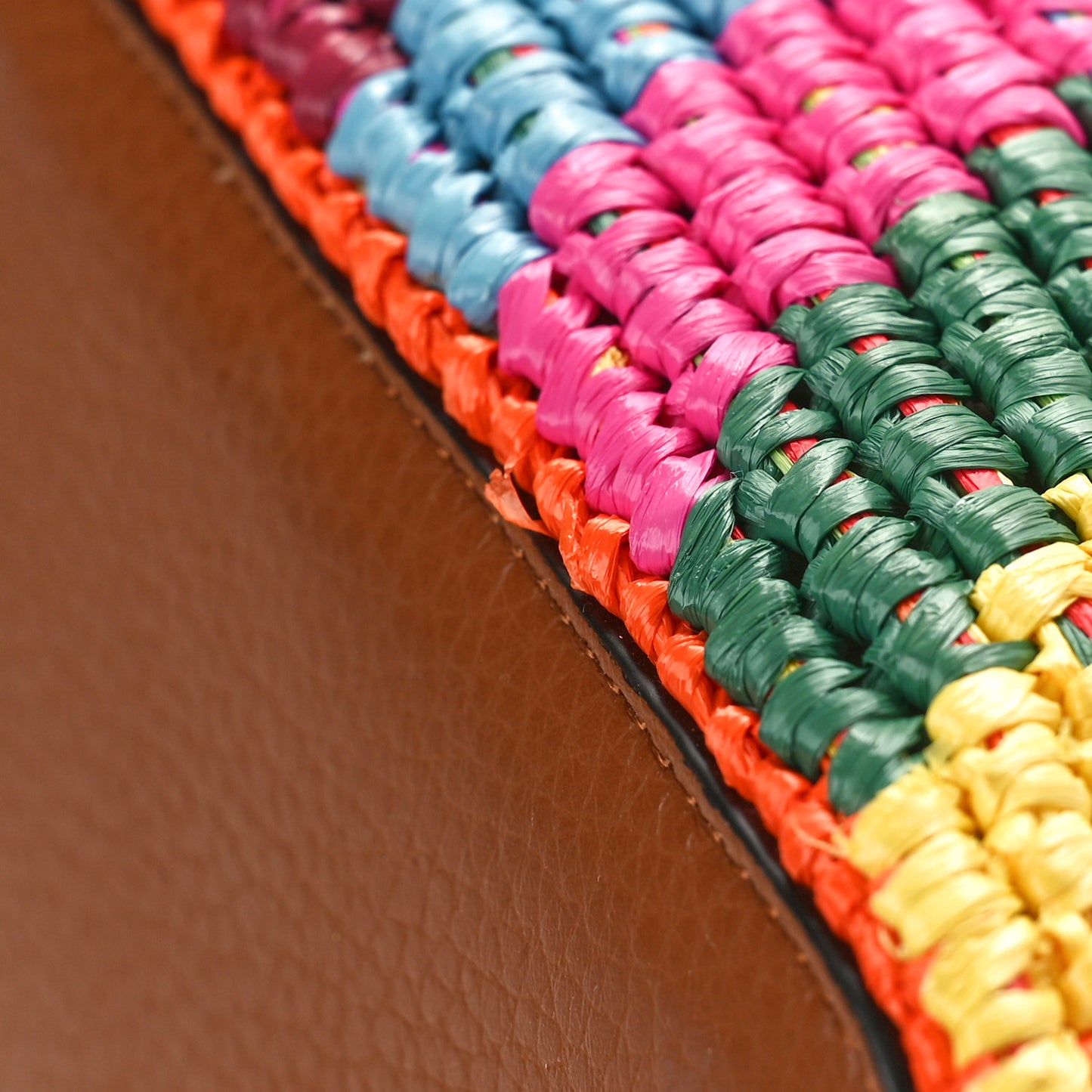 Raffia Calfskin Rockstud Summer Tote Multicolor