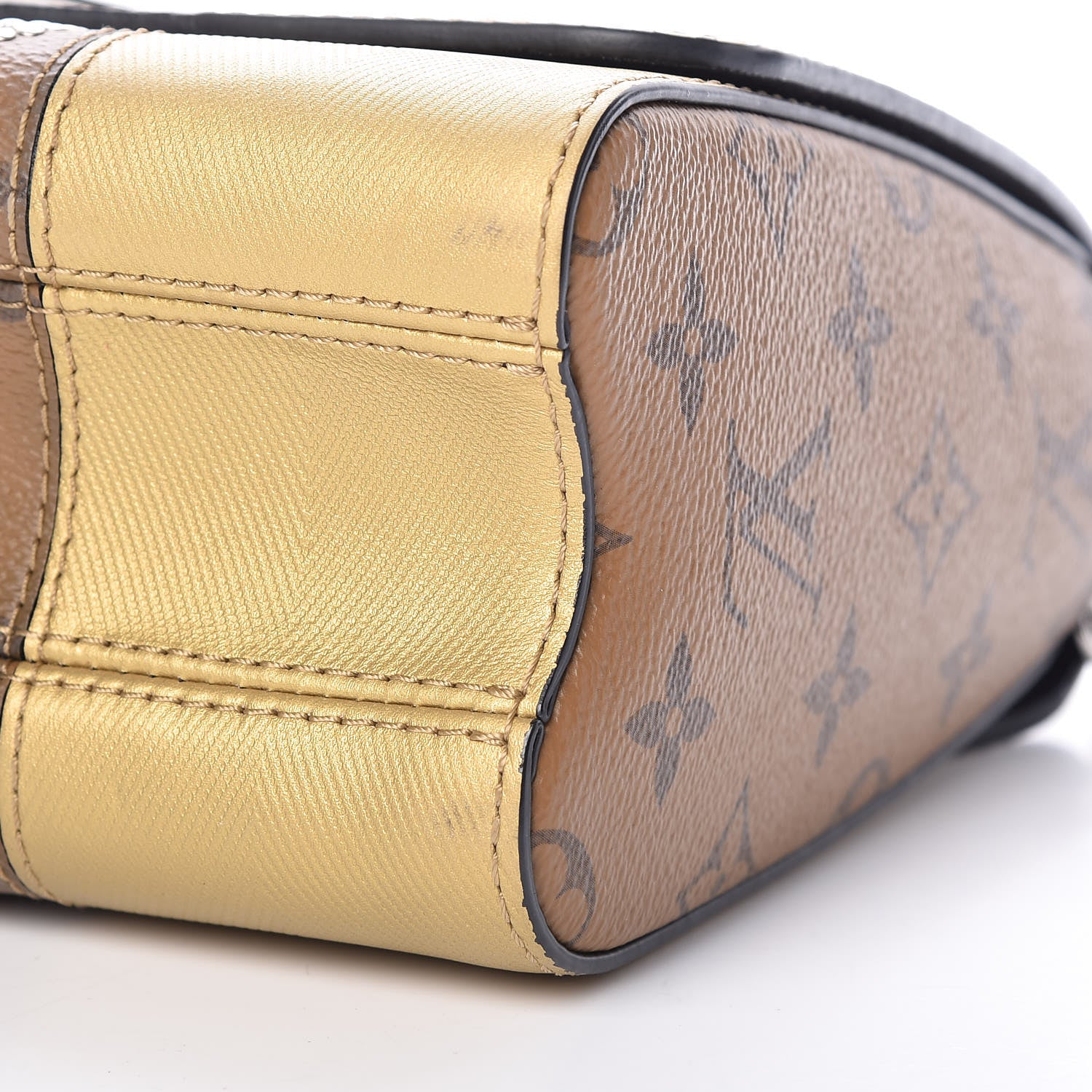 Louis Vuitton Calfskin Reverse Monogram Studded Twist Shoulder Bag MM Black Gold 10 of 14