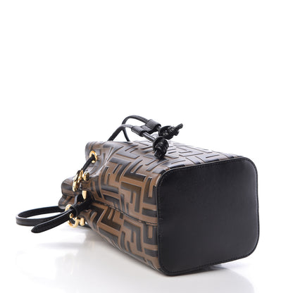 Fendi Vitello Liberty F is Fendi Bi-Color FF 1974 Embossed Mini Mon Tresor Bucket Bag Maya Black 4 of 13