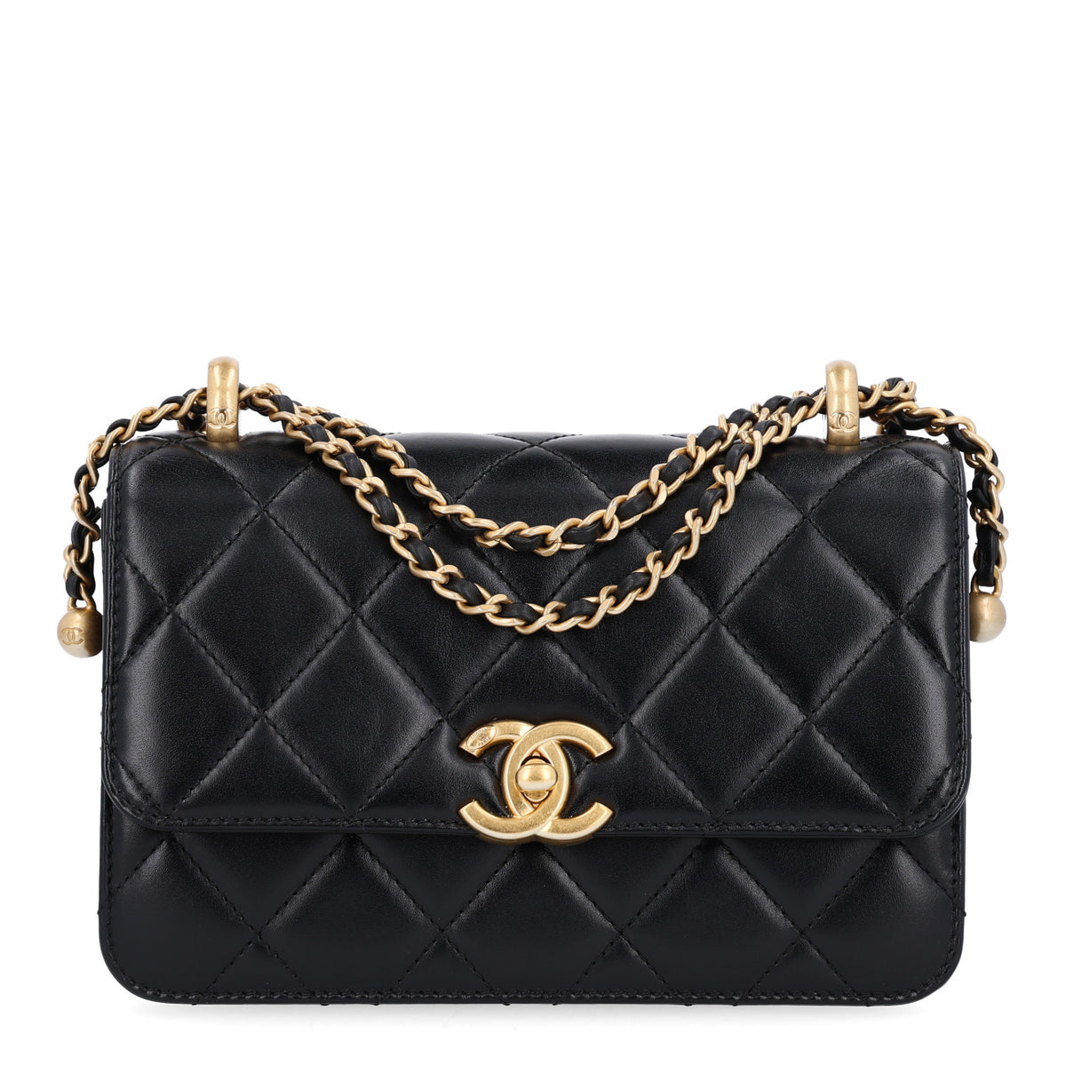 Calfskin Quilted Mini Perfect Fit Flap Black Black Black