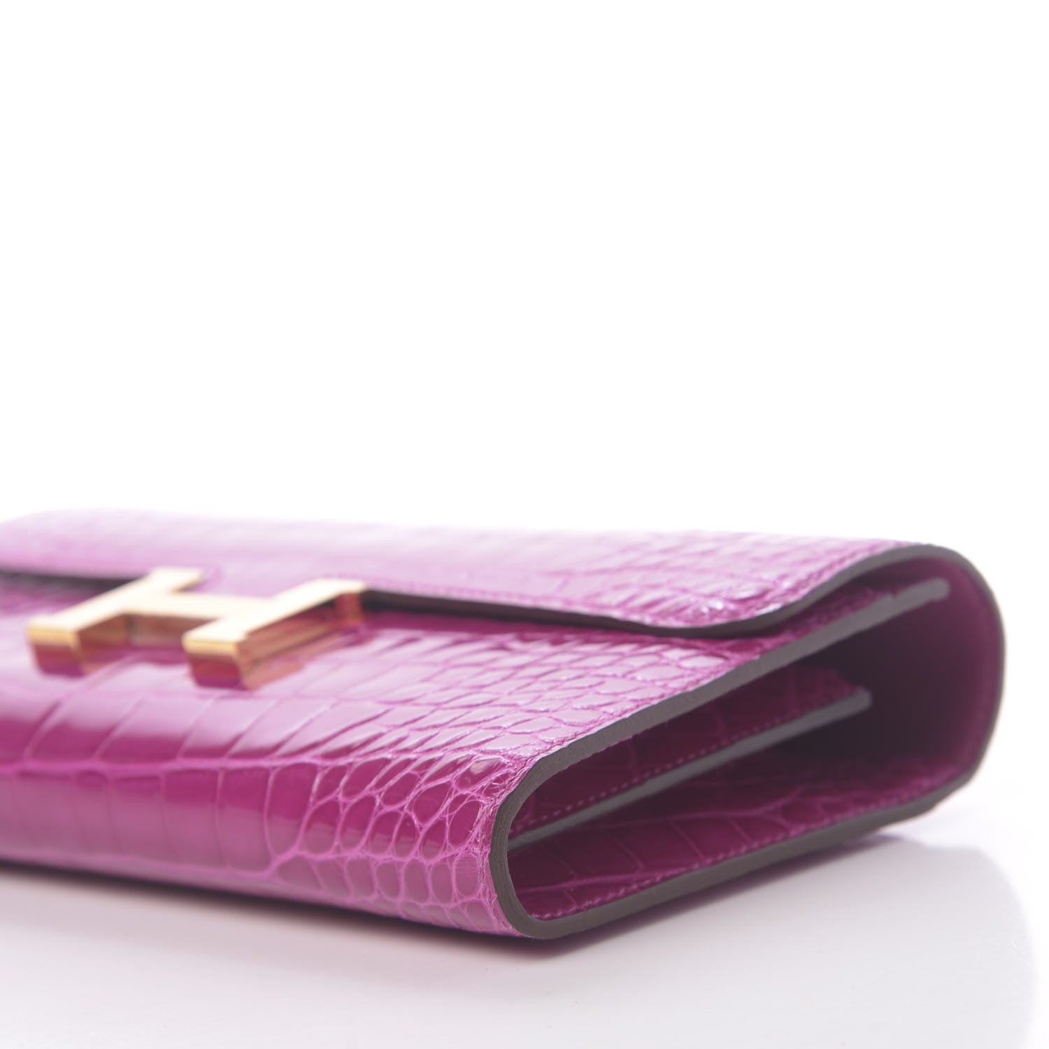Hermes Shiny Alligator Constance Long Wallet Rose Scheherazade 8 of 10