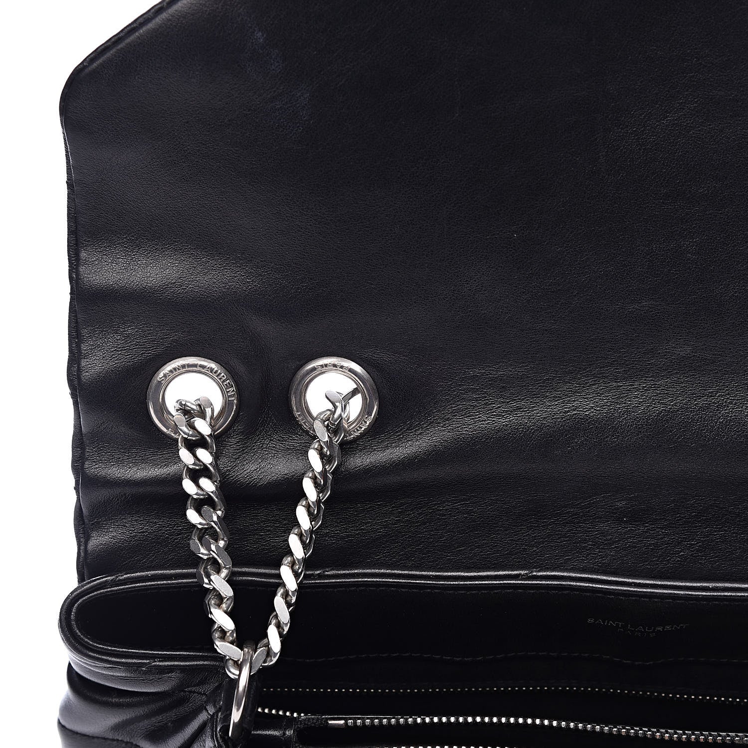 Saint Laurent Calfskin Y Quilted Monogram Medium Loulou Chain Satchel Black 8 of 16