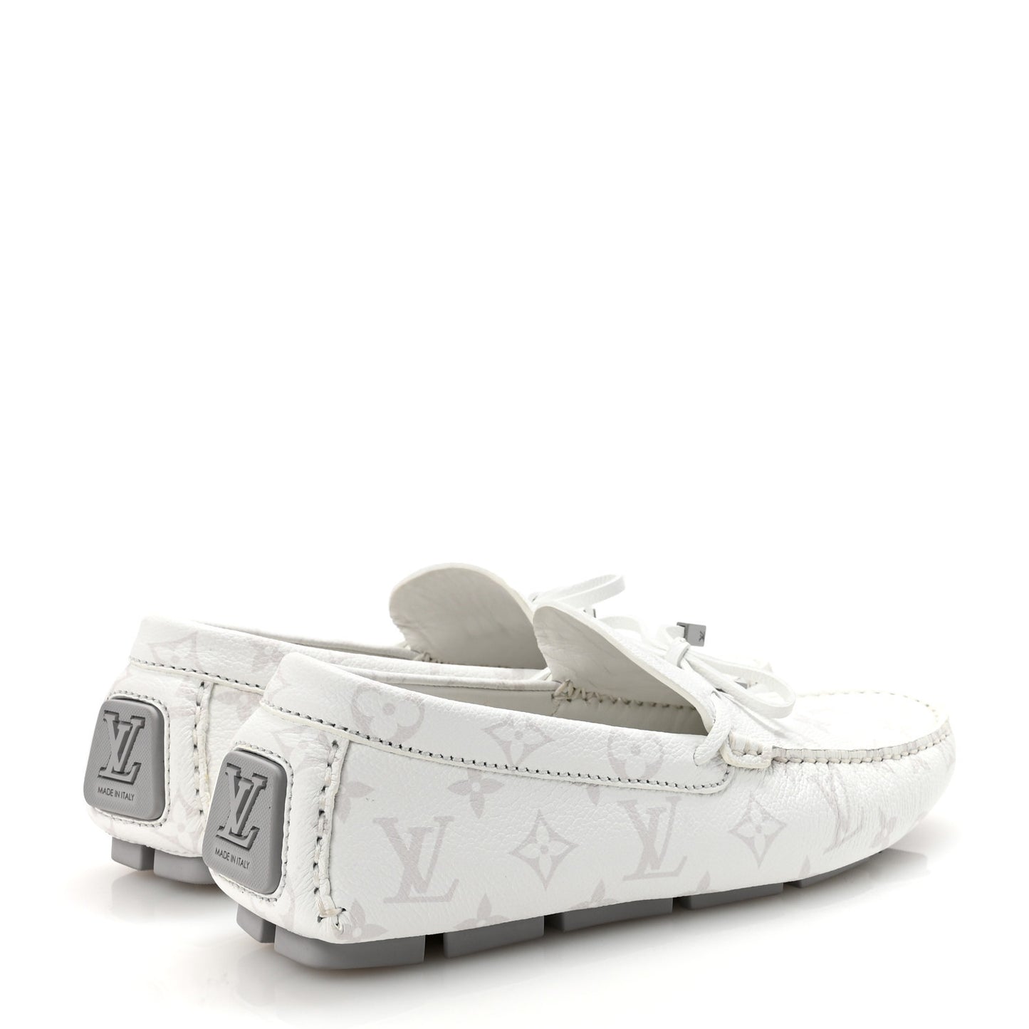 Monogram LV Driver Moccasin Loafers 7.5 White